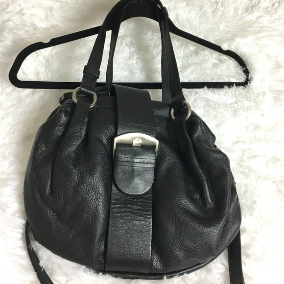 Michael Rome Design Black Leather Buckle Shoulder & Crossbody Purse